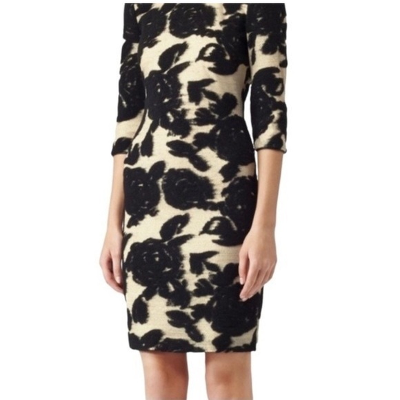 REISS Women’s Lavine Rose Wool Dress Worn on TV Size 6 Floral Metallic Luxury - Picture 14 of 15